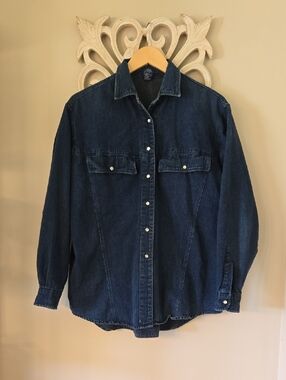 Vintage Gap Blue Denim Button Down Shirt Size Medium